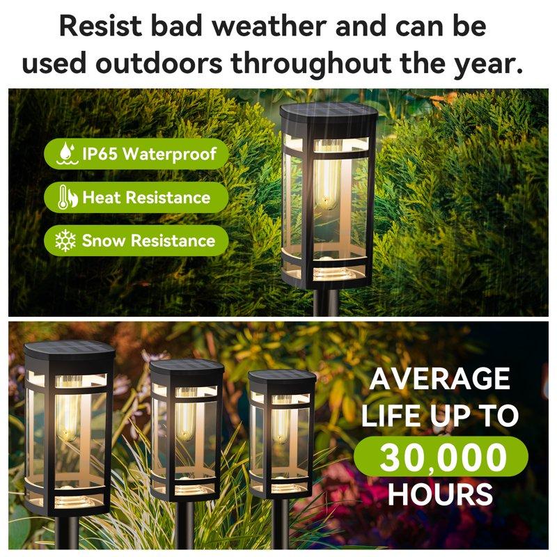 6 Pack Solar Lights Outdoor Waterproof For Garden Pathway Walkway Yard Lawn Decorative Landscape Lighting.(Warm White)