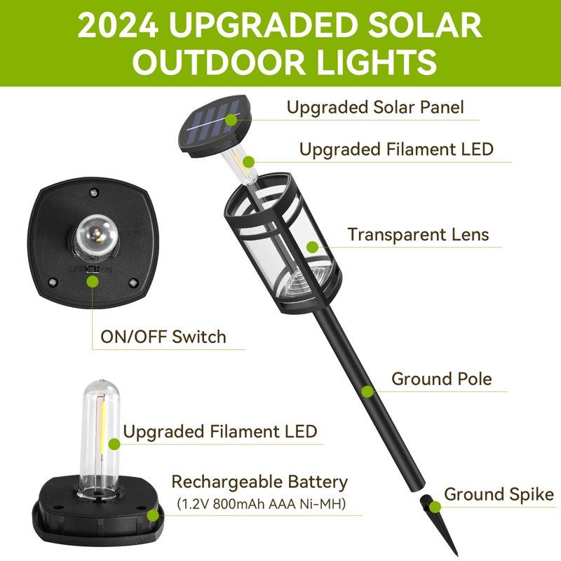 6 Pack Solar Lights Outdoor Waterproof For Garden Pathway Walkway Yard Lawn Decorative Landscape Lighting.(Warm White)