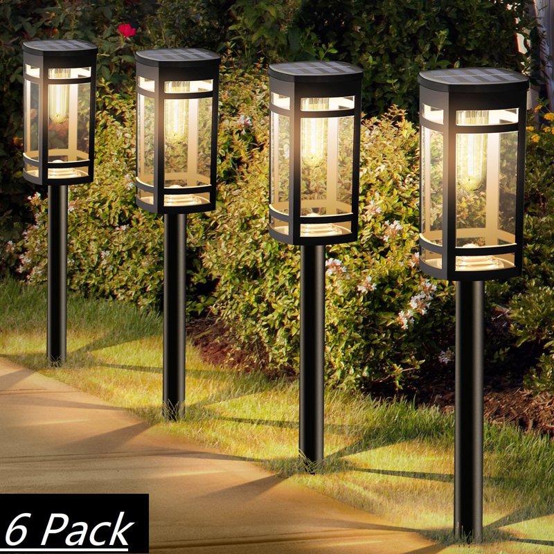 6 Pack Solar Lights Outdoor Waterproof for Garden Pathway Walkway Yard Lawn Decorative Landscape Lighting.(Warm White)