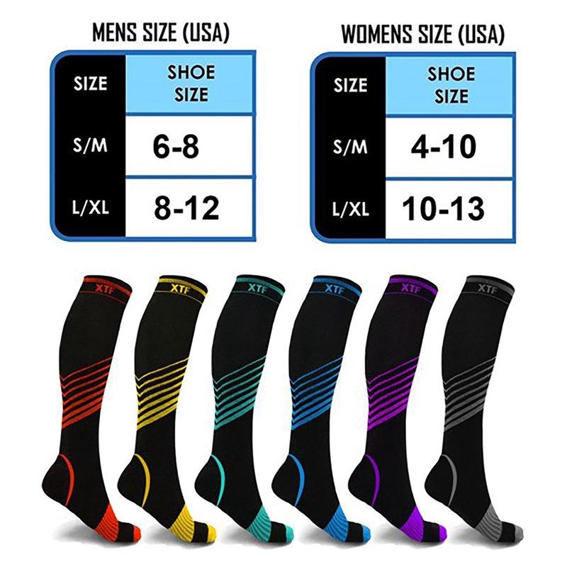 6-Pair Sport Compression Socks For Men And Women Knee High - Made For Running Athletics Pregnancy And Travel
