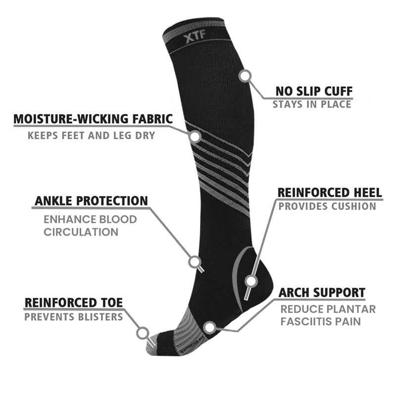 6-Pair Sport Compression Socks For Men And Women Knee High - Made For Running Athletics Pregnancy And Travel