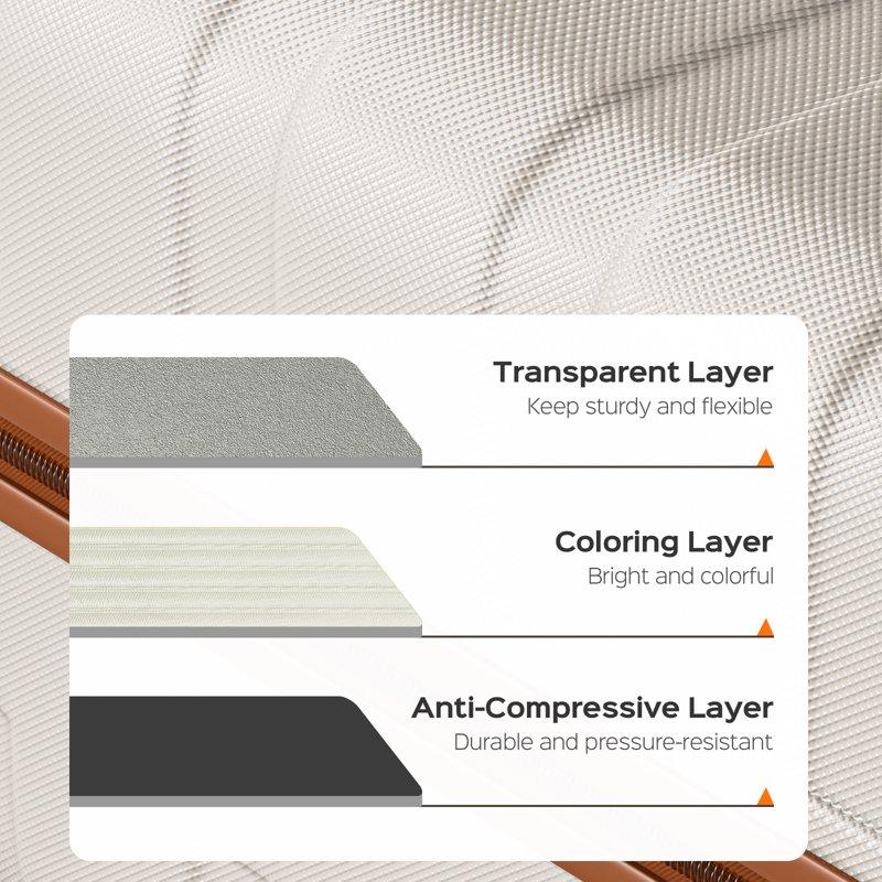 6 Piece Luggage Sets With Travel Duffle Bags Lightweight ABS Hard Suitcase White Tan