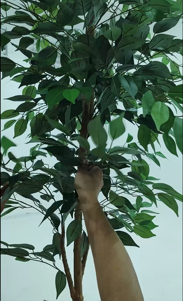 6FT Artificial Ficus Tree With Natural Wood Trunk And Lifelike Leaves Silk Fake Potted Tree With Wood Branches Faux Tree For Office Home Decor