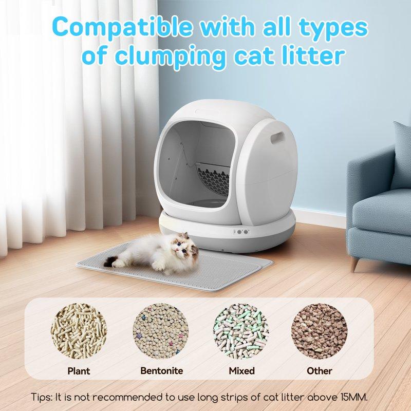 75L Smart Automatic Self-Cleaning Cat Litter Box APP Control/Integrated Safety Protection Gray