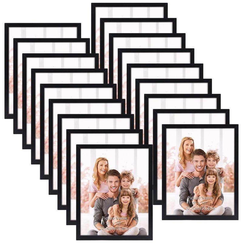 8x10 Picture Frames Set of 18 Multi Photo Frames 8 by 10 Bulk for Wall Hanging or Tabletop Display Black
