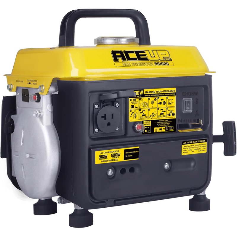 Aceup Energy 1200W Gas-Powered Generator Pull Cord Start Small Portable Generator Camping Ultralight EPA & CARB Compliant