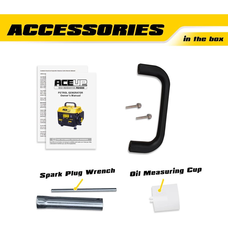 Aceup Energy 1200W Gas-Powered Generator Pull Cord Start Small Portable Generator Camping Ultralight EPA & CARB Compliant