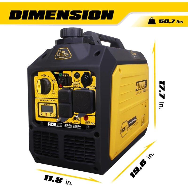 Aceup Energy 4000 Watt Portable Inverter Generator Gas Powered Generator Quiet For Home 3500W RV-Ready EPA Compliant