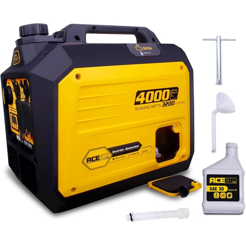Aceup Energy 4000 Watt Portable Inverter Generator Gas Powered Generator Quiet For Home 3500W RV-Ready EPA Compliant
