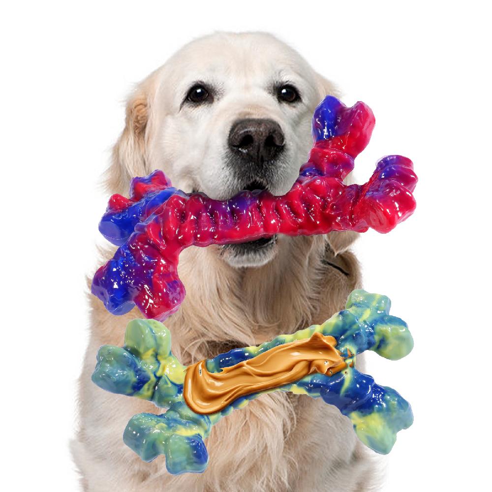 Aelflane 2 Pack Dog Toys For Aggressive Chewers Dog Chew Toys Boredom And Stimulating Best Dog Toys For Medium/Large Breed Tough Almost Indestructible Dog Bones For Teeth Cleaning And Training