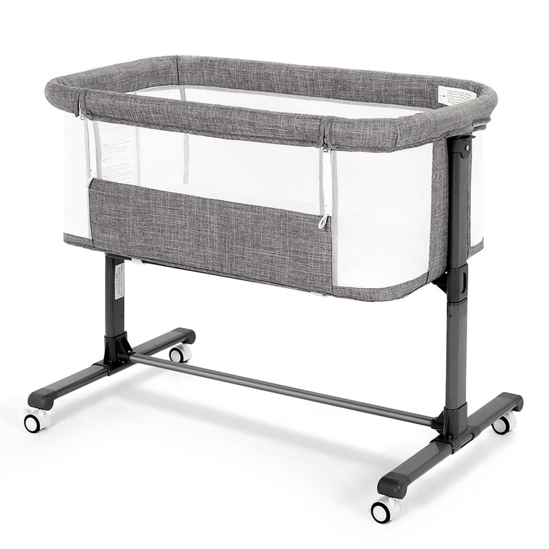 AILEEKISS Baby Bassinet With Wheels Height Adjustable Newborn Bedside Sleeper For Baby Grey