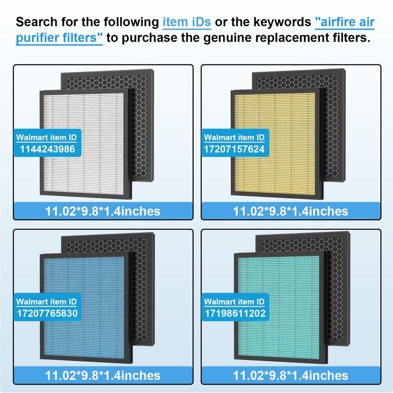 AIRFIRE H14 HEPA Air Purifiers For Home Up To 2215 Sq.ft Air Purifier For Allergies And Asthma Pollen Wildfire/Smoke Pet Dander & Odor Dust AP304 White