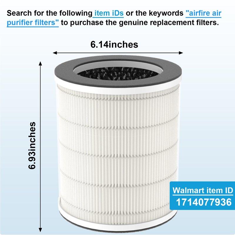 AIRFIRE HEPA Air Purifier For Home Up To 1300 Sq.ft Air Purifiers For Allergies And Asthma Bedroom Pet Dander&Odor Dust Pollen Wildfire/Smoke Model AP201 Black