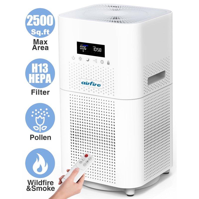 AIRFIRE HEPA Air Purifier For Large Rooms Up To 2500 Sq.ft Air Purifiers For Pet Dander&Odor Dust Pollen Wildfire/Smoke AP401 White