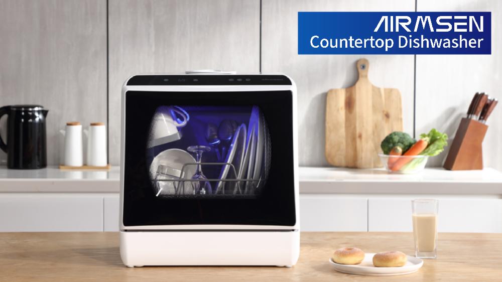 AIRMSEN Portable Countertop Dishwasher With 5-Liter Built-in Water Tank And Air-Dry Function 5 Washing Programs Mini Dishwasher AE-TDQR03