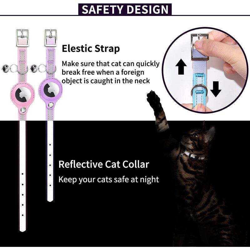 Airtag Cat Collar Cat Collar With Bells Reflective GPS Cat Collar Anti-Lost Cat Tracker Collar Adjustable Leather Cat Collar For Boy Girl Cats Or Small Dogs Kittens And Puppies (XS Pink)
