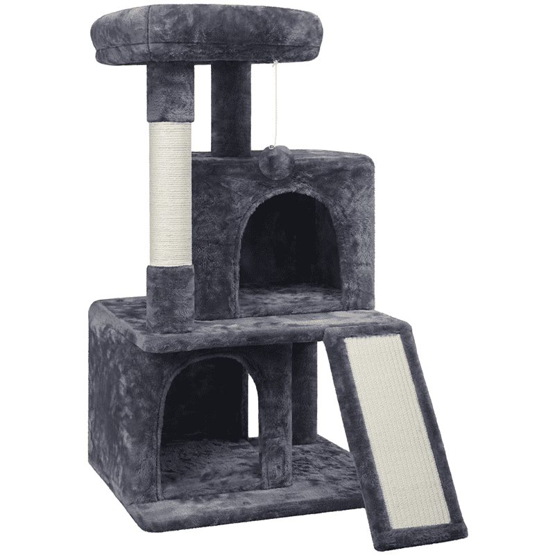 Alden Design 36" Cat Tree with Condo and Scratching Post Tower Dark Gray