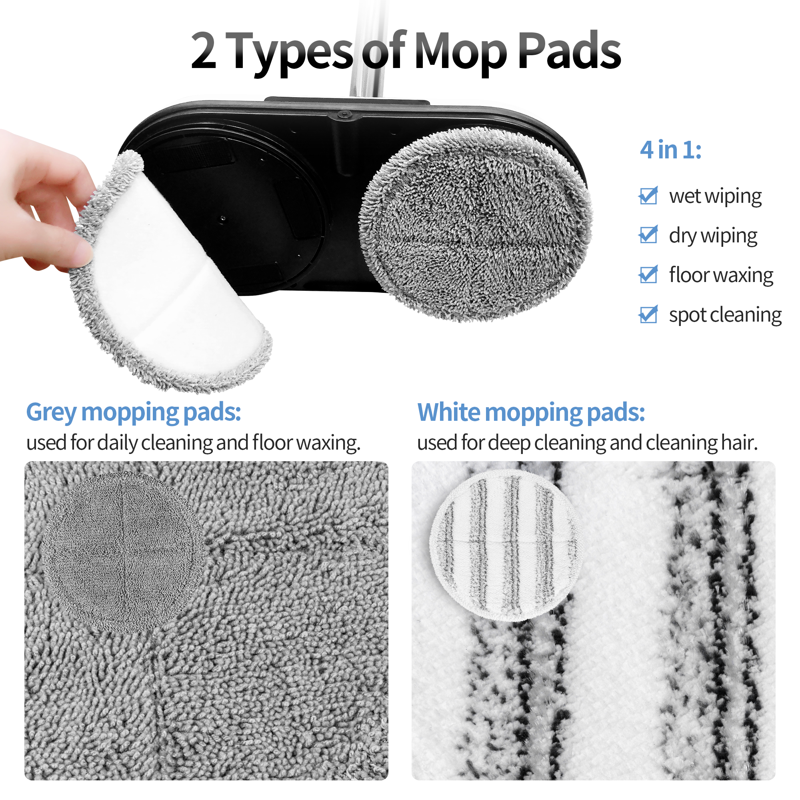 AlfaBot Cordless Electric Mop For Floor Cleaning Electric Spin Mop Electric Mop With Water Sprayer And LED Headlight Lightweight & Rechargeable Floor Scrubber For Hardwood Tile Floors