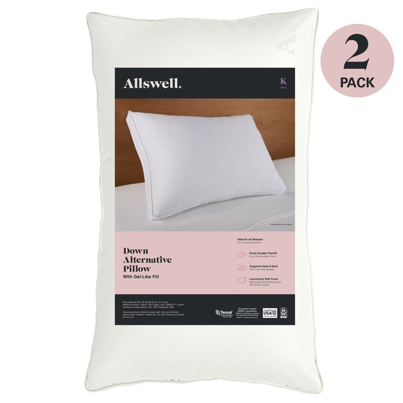 Allswell Down Alternative Bed Pillows King - Firm All Positions (2 Count)