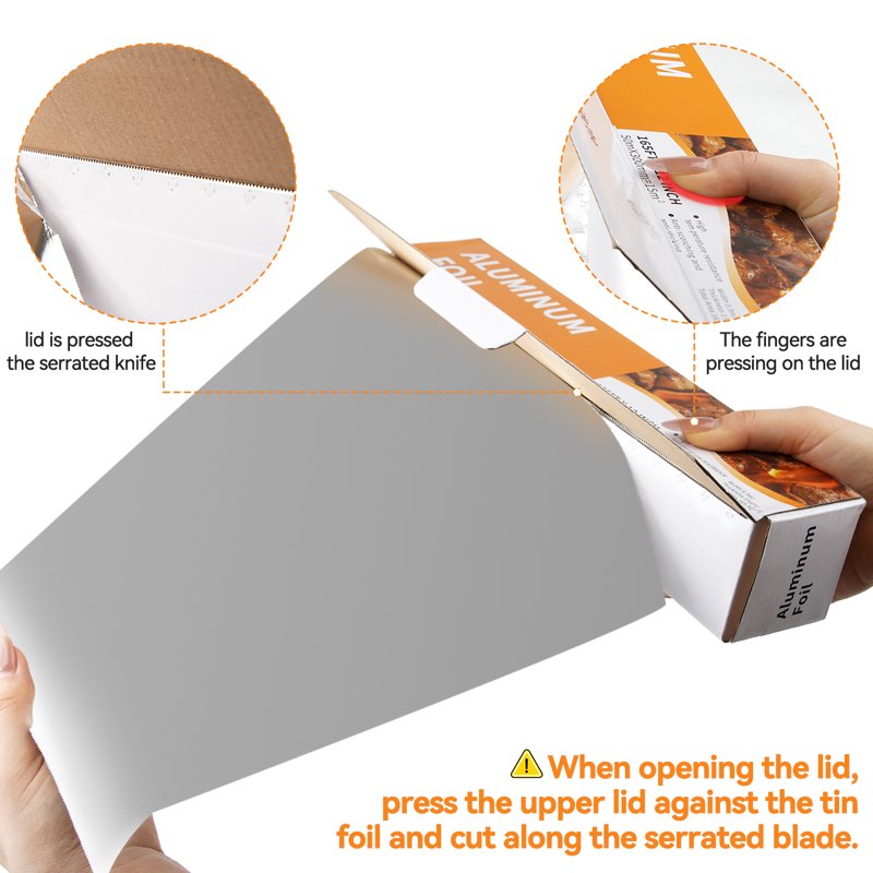Alpacasso Aluminum Foil Aluminum Foils Roll With Serrated Cutter 12inx165SQ.FT
