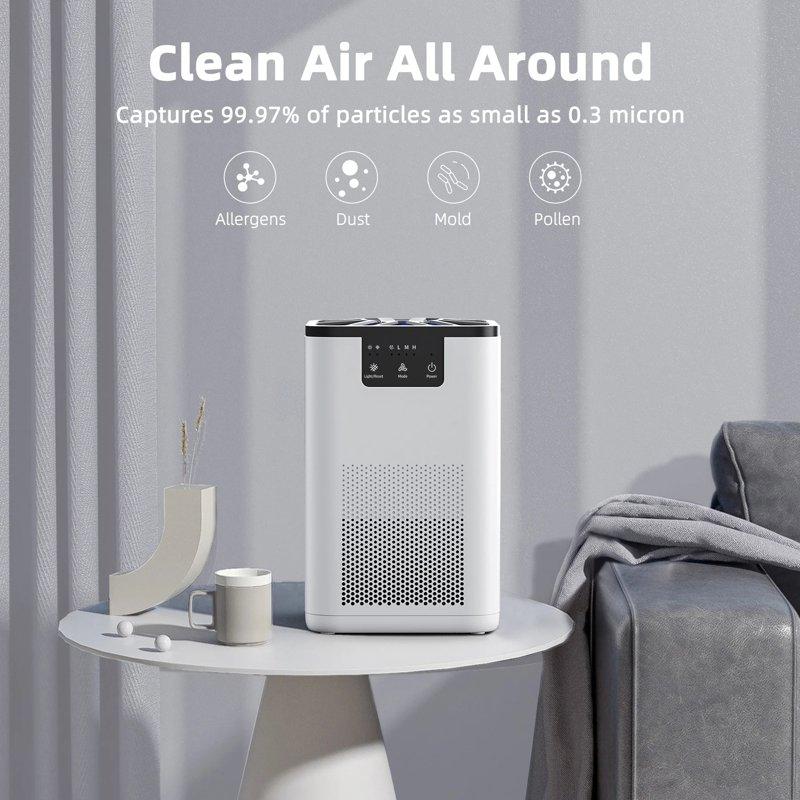 ALROCKET Air Purifier With HEPA Filter For Home Remove 99.9% Smoke Dust Allergies For 300 SQ.ft