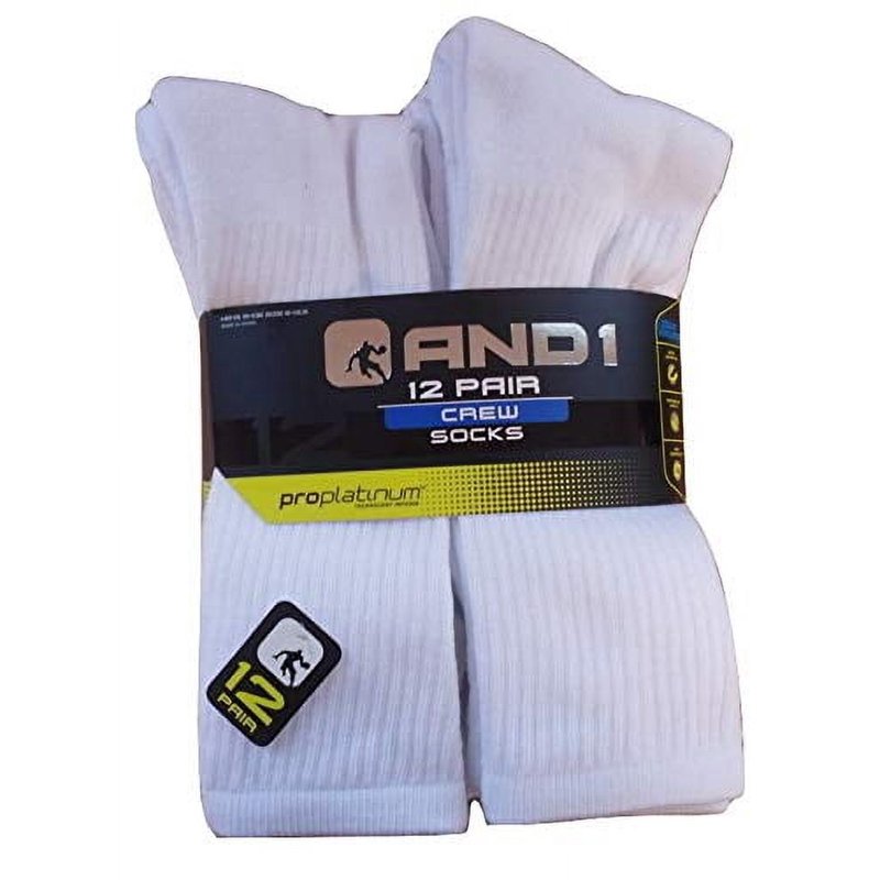 AND1 Men's Socks Cushion Crew Socks Stocking Stuffers 12 Pack
