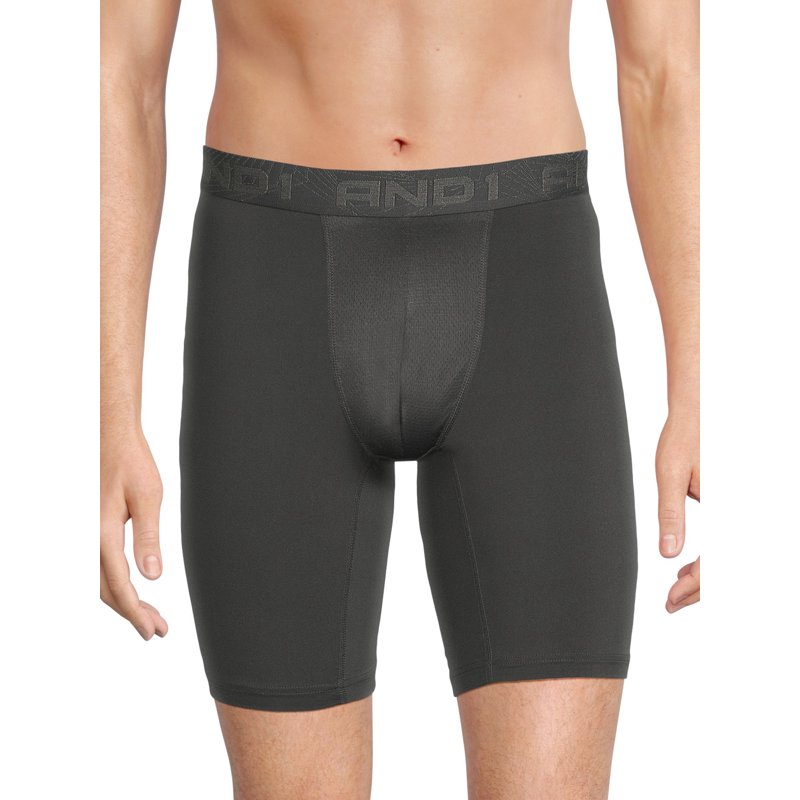 AND1 Men's Underwear Pro Platinum Boxer Briefs 6 Pack 9"