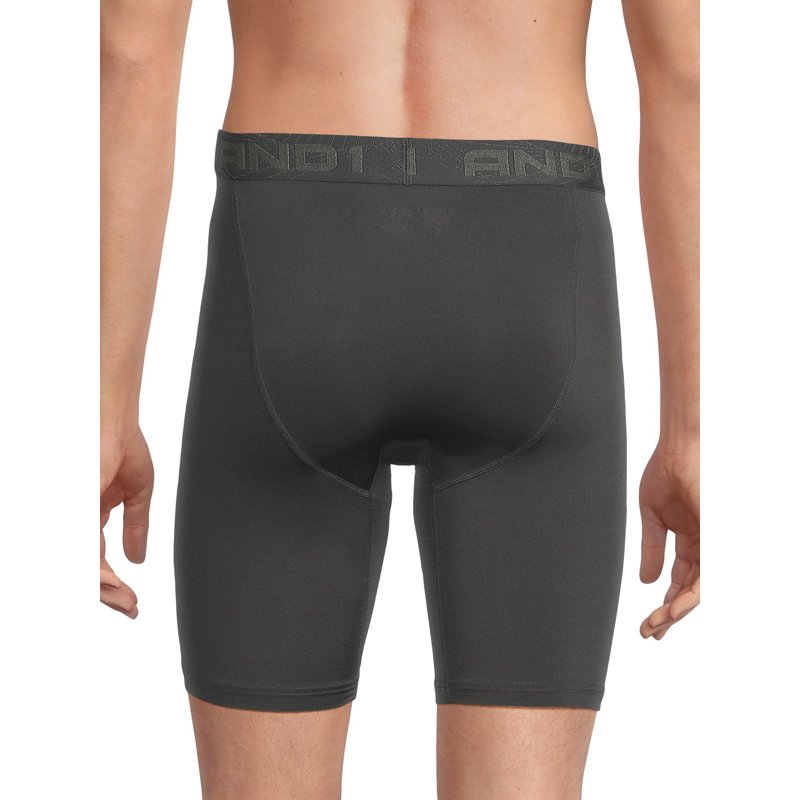 AND1 Men's Underwear Pro Platinum Boxer Briefs 6 Pack 9"