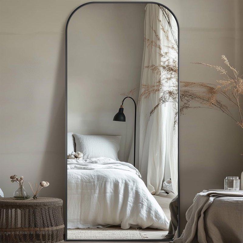 Antok 71"x28" Floor Mirror Arched Full Body Standing Mirror for Bedroom & Living Room Black