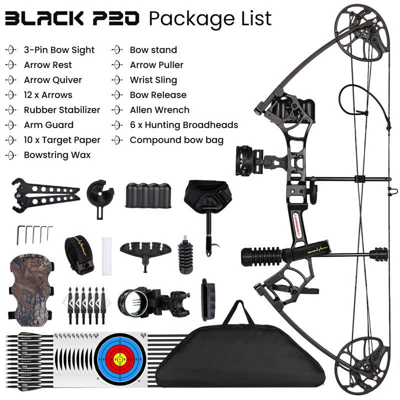 Archery Ready To Hunt Compound Bow Package For Adults And Teens 25"-31" Draw Length 0-70 Lbs Draw Weight Up To IBO 320 Fps Lightweight Design Bow Fully Adjustable