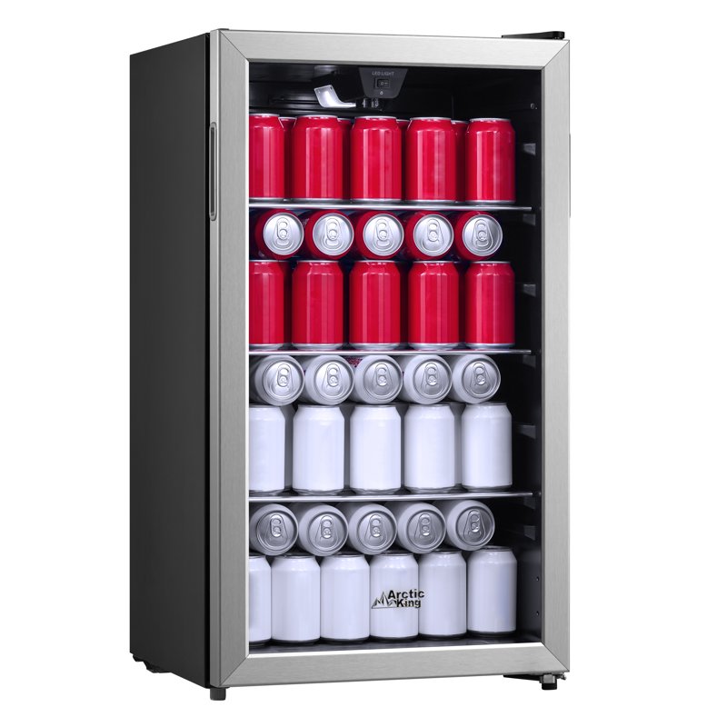 Arctic King 115-Can Beverage Fridge Cooler In Stainless Steel Look