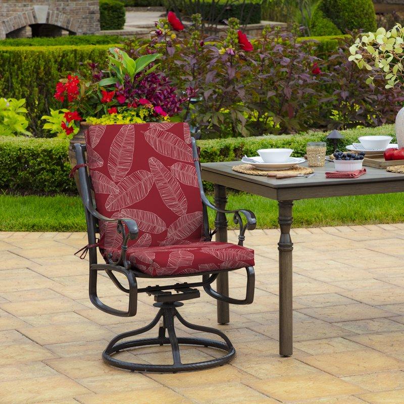 ARDEN Outdoor Dining Chair Cushion 20 X 20 Water Repellent Fade Resistant 20 X 20 Red Leaf Palm