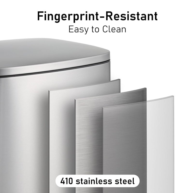 Arlopu Step Trash Can Combo Set 13.2 Gallon & 1.3 Gallon Stainless Steel Garbage Bin With Foot Pedal For Kitchen Home Office Soft-Close Lid