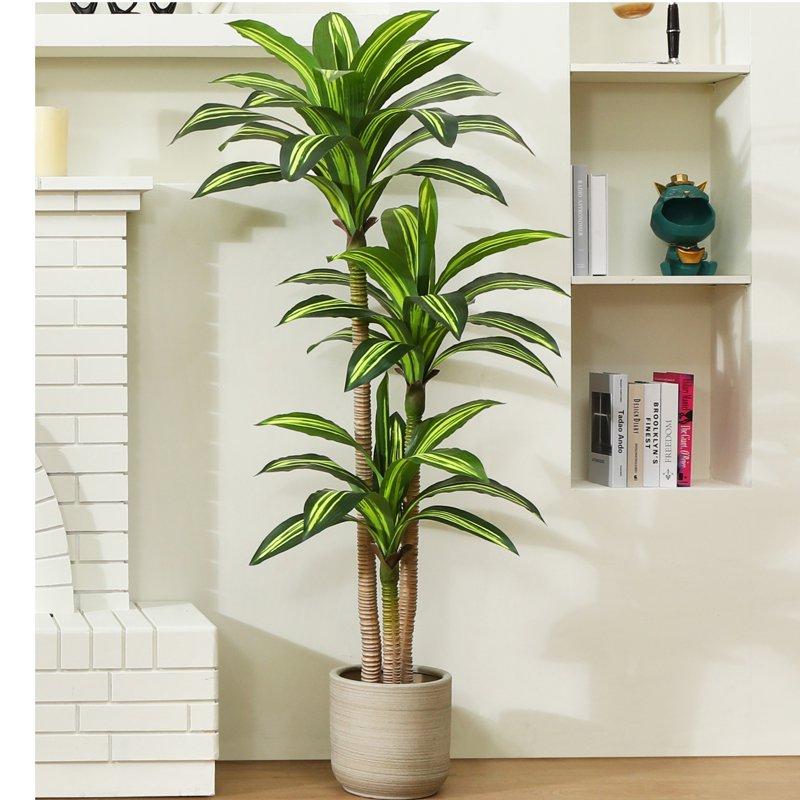 Artificial Plants 5ft Fake Dracaena Tree in Black Plastic Pot Faux Plants Indoor Outdoor Decor Silk Plants for Home Decor Office Porch Patio Perfect Housewarming Gift