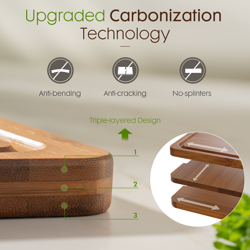 Astercook 4-Pieces Wood Cutting Board Bamboo Chopping Board For Kitchen With Holder Cutting Boards Set With Juice Groove And Handles Charcuterie Board For Chopping Meat Vegetables And Fruits