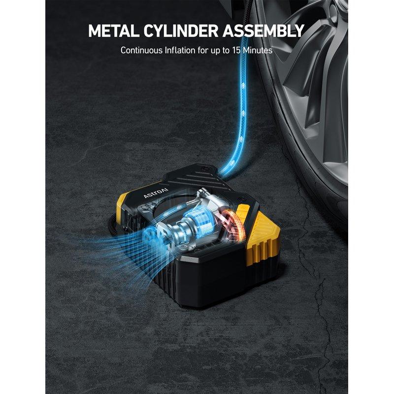 AstroAI Tire Inflator Air Compressor 12V DC Digital Car Tire Pump 150 PSI Preset Tire Pressure & Auto Shutoff Electric Air Pump For Car Tires Bicycles Other Inflatables Yellow