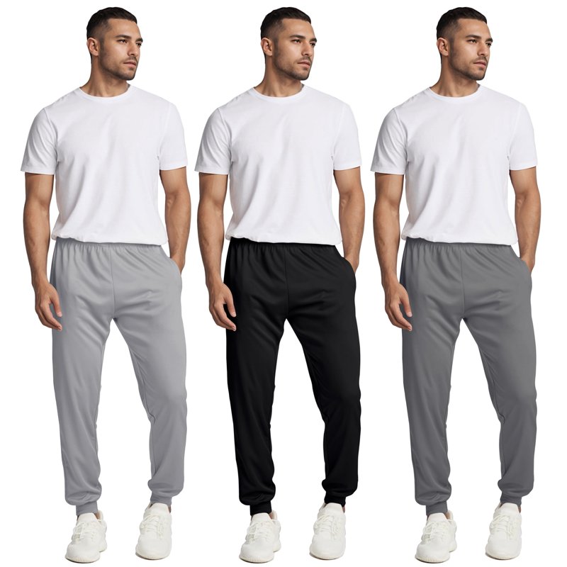 ASUDESIRE 3 Pack Men's Athletic Pants Sweatpants Workout Jogger With Pockets For Running Jogging Hiking Upgraded Premium Fabric