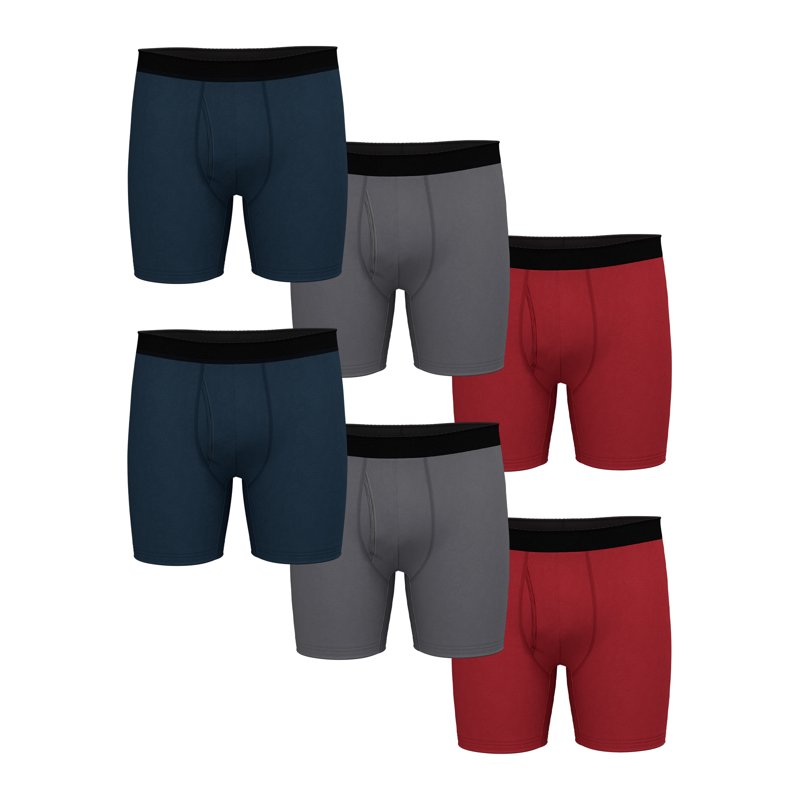 Athletic Works Men's Performance Cotton Boxer Brief 6 Pack
