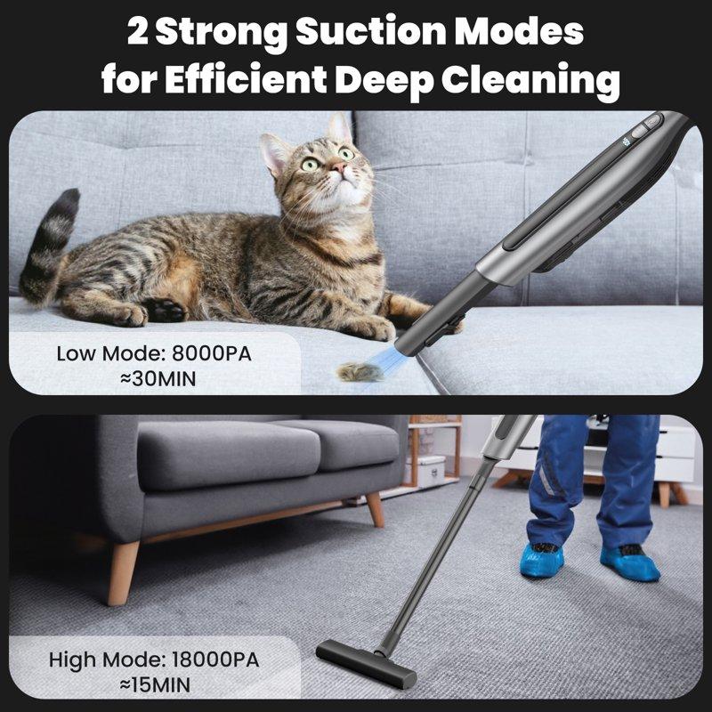 AUOSHI Handheld Vacuum Cleaner Cordless 18000PA 7500mAh Portable Rechargeable Car Vacuum With 2 Suction Modes High Power Mini Vacuum Cleaner For Car Home Kitchen Office