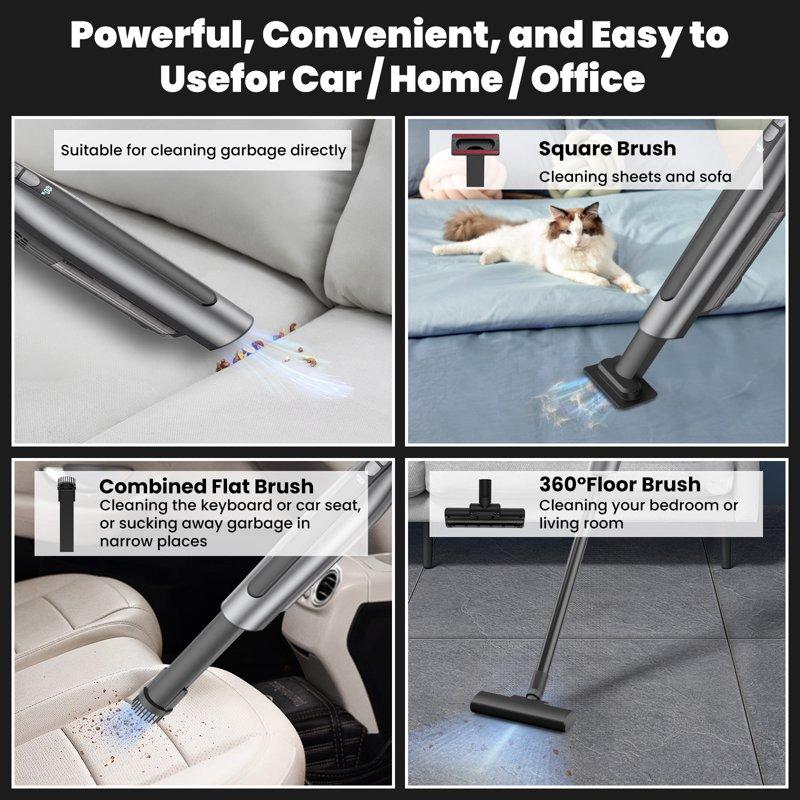 AUOSHI Handheld Vacuum Cleaner Cordless 18000PA 7500mAh Portable Rechargeable Car Vacuum With 2 Suction Modes High Power Mini Vacuum Cleaner For Car Home Kitchen Office