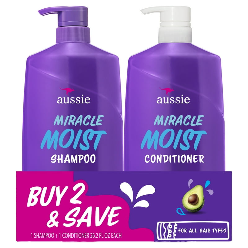 Aussie Miracle Moist Shampoo and Conditioner Dual Pack Hair Set 26.2 fl oz