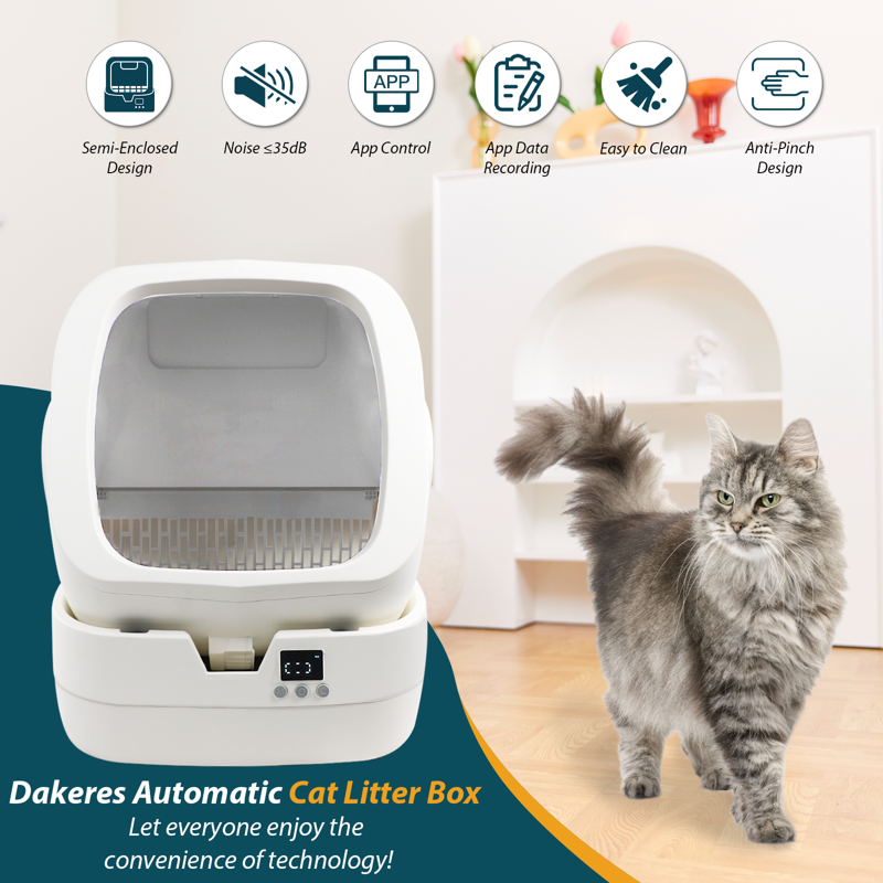 Automatic Cat Litter Box Self Cleaning - APP Control And Weight Monitoring - 86L Ultra-Quiet Multi-Cat Litter Box - Smart Health Monitor Safe Anti-Pinch Self Cleaning Litter Box
