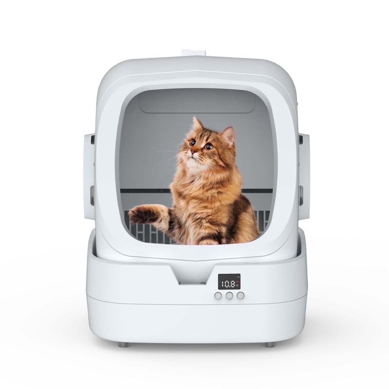 Automatic Cat Litter Box Self Cleaning - APP Control and Weight Monitoring - 86L Ultra-Quiet Multi-Cat Litter Box - Smart Health Monitor Safe Anti-Pinch Self Cleaning Litter Box