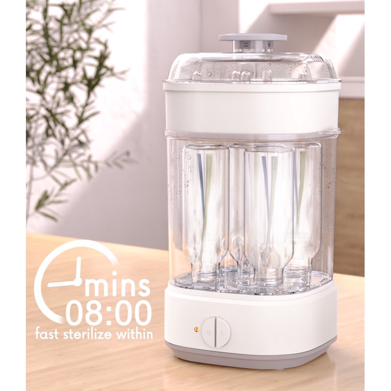 Baby Bottle Steam Sterilizer With Timer For Baby Bottles Pacifiers Pump Part Toys White