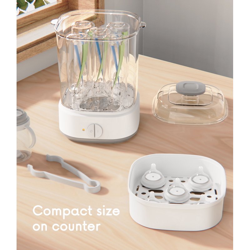 Baby Bottle Steam Sterilizer With Timer For Baby Bottles Pacifiers Pump Part Toys White