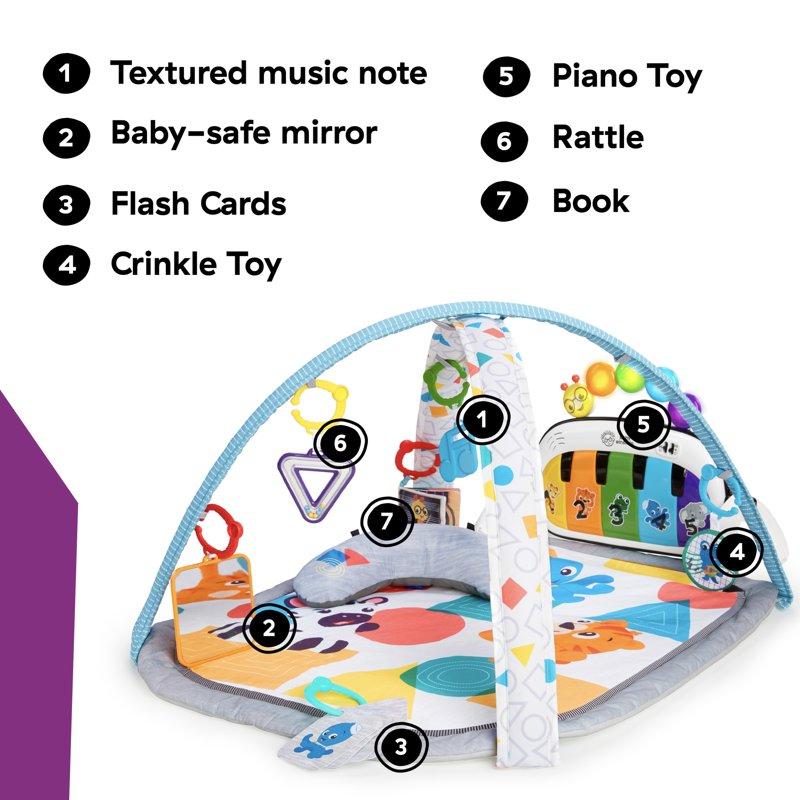 Baby Einstein Kickin' Tunes 4-in-1 Infant Baby Activity Gym & Tummy Time Play Mat With Piano 0-36 Months Multicolor