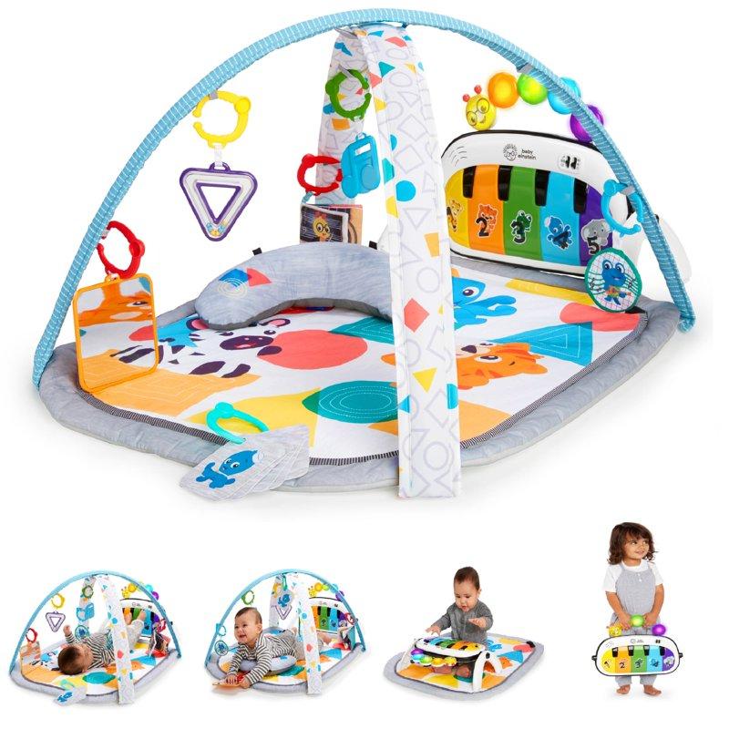 Baby Einstein Kickin' Tunes 4-in-1 Infant Baby Activity Gym & Tummy Time Play Mat with Piano 0-36 Months Multicolor