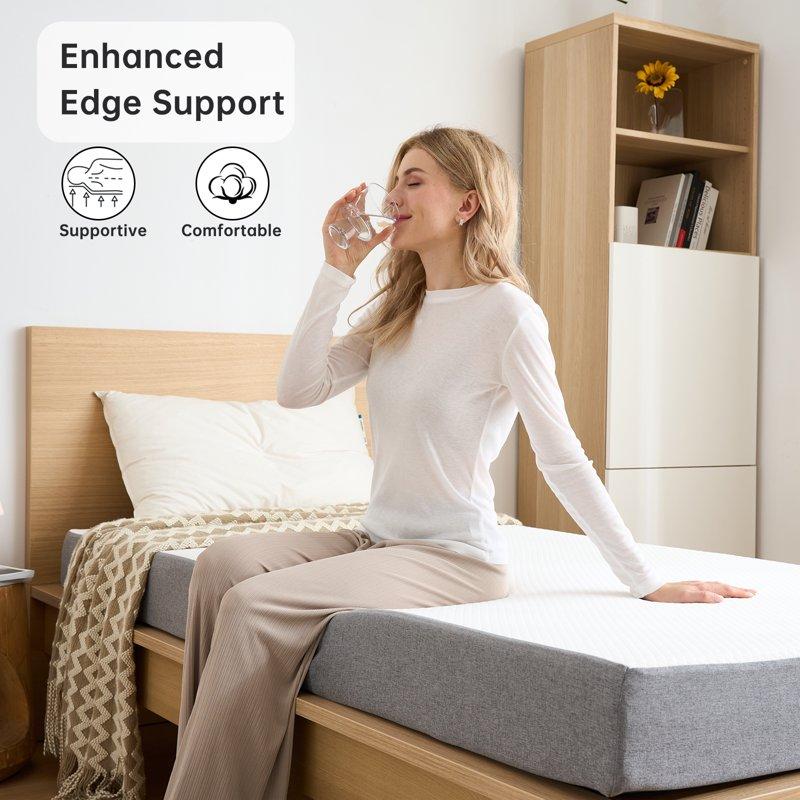 BabyQueen Twin Mattress 8 Inch Cooling Gel Memory Foam For Pressure Relief High Density Support Foam CertiPUR-US Certified Mattress In A Box