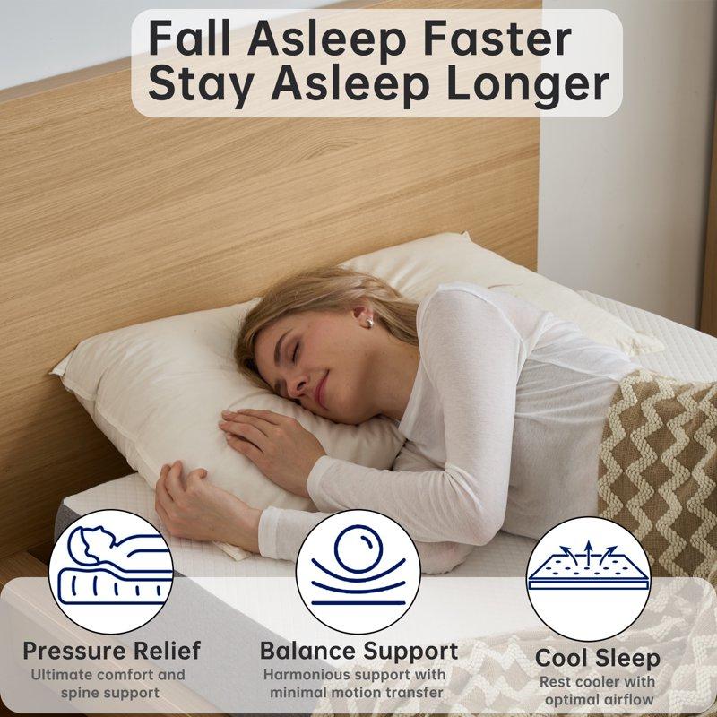 BabyQueen Twin Mattress 8 Inch Cooling Gel Memory Foam For Pressure Relief High Density Support Foam CertiPUR-US Certified Mattress In A Box