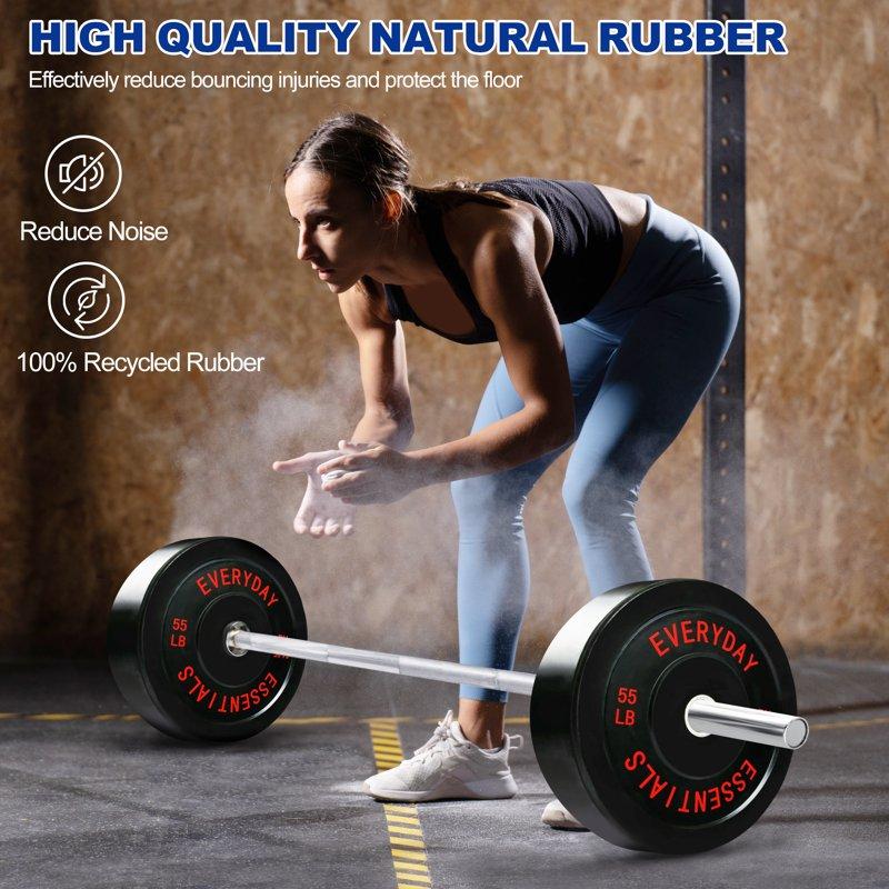 BalanceFrom Olympic Bumper Plate Weight Plate 55 Lbs Pair Black